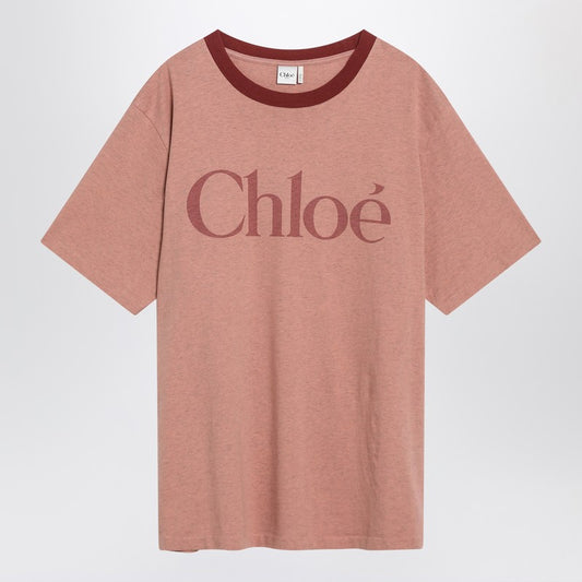 Chloé Pink cotton T-shirt with logo CH25AJH20173/R_CHLOE-6B1_323