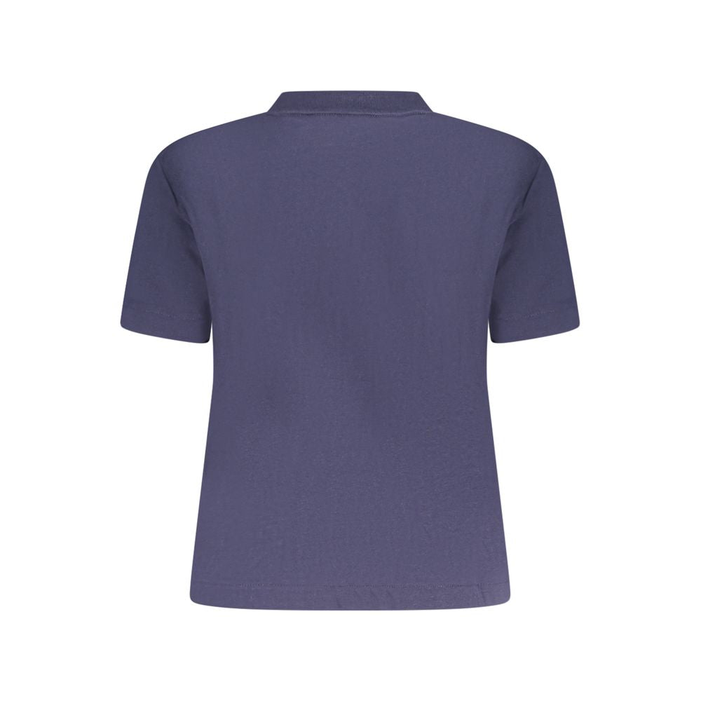 Back view of Calvin Klein Blue Cotton Women T-Shirt, showcasing chic style and premium quality fabric.