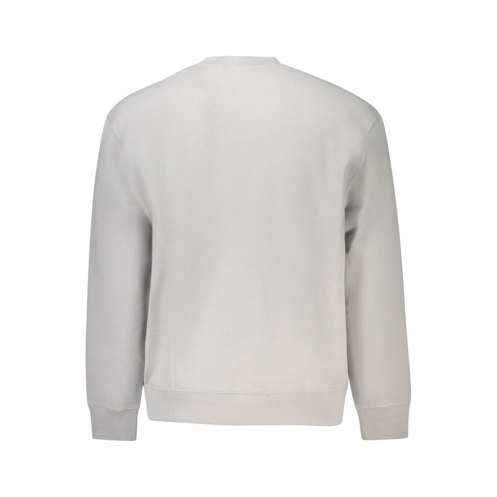 Back view of Calvin Klein Gray Cotton Men Sweater with crew neck and brushed texture.