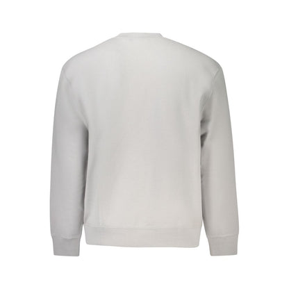 Back view of Calvin Klein Gray Cotton Men Sweater with crew neck and brushed texture.