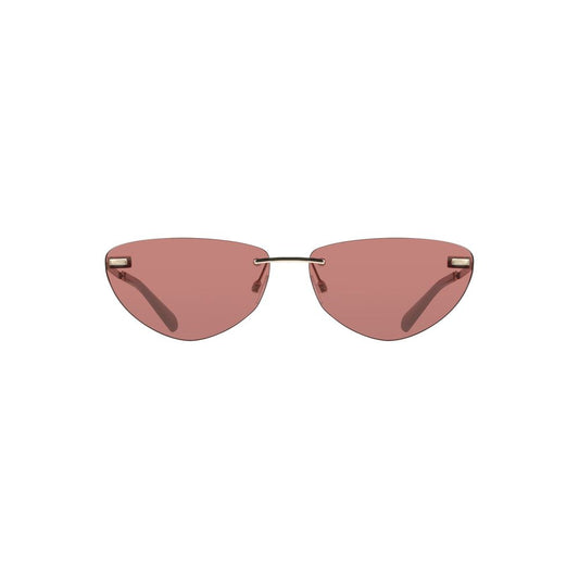Calvin Klein Pink Metal Women Sunglass with pink lenses and metal frame, chic drop-shaped design, and iconic branding.