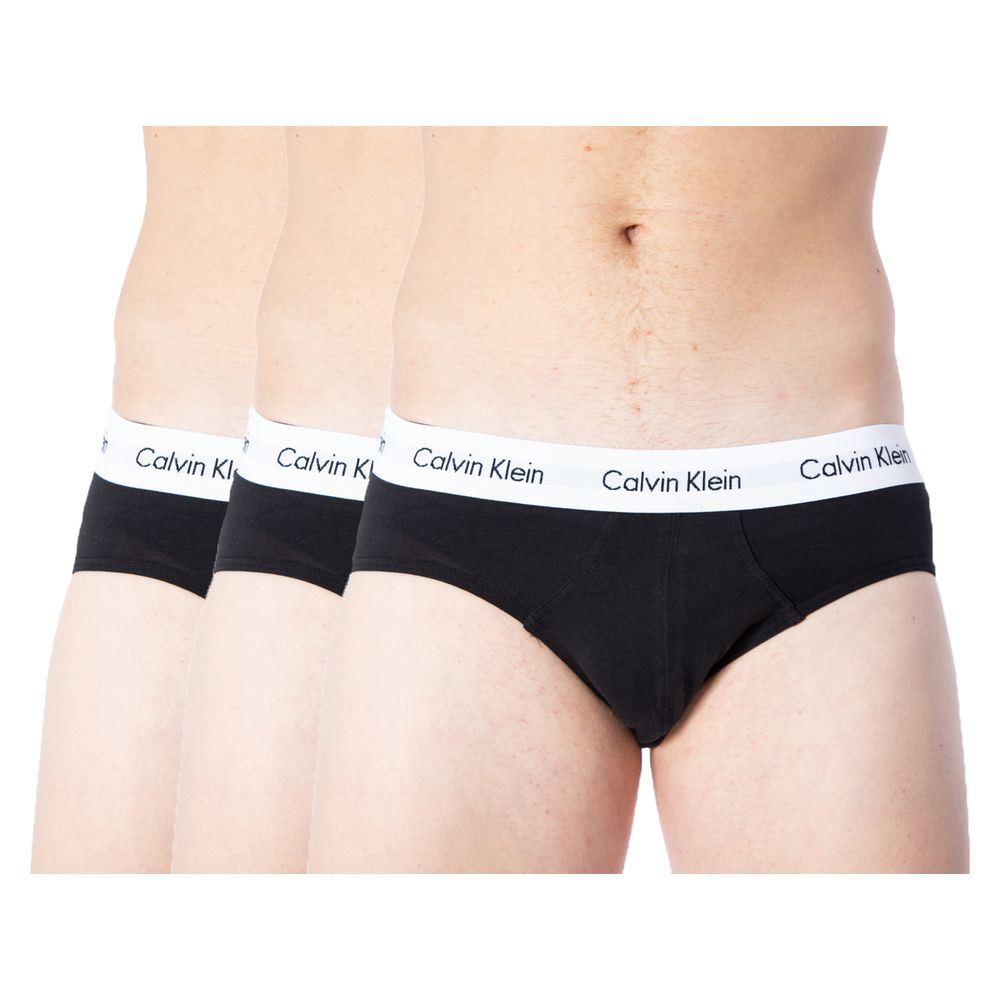 Calvin Klein Underwear Black Cotton Underwear for men featuring a soft cotton blend and logo waistband in a 3-pack set.
