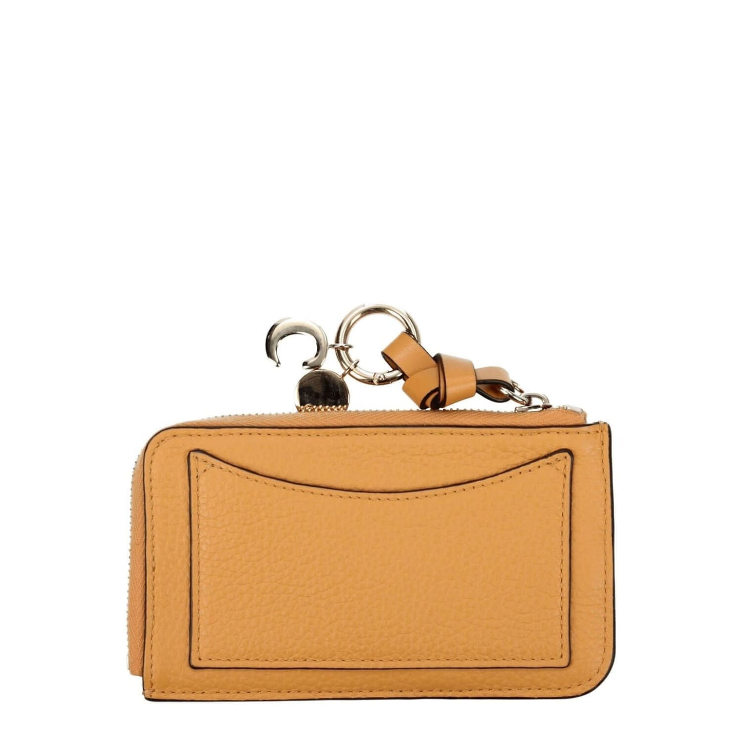 Chloé Orange Leather Wallet, casual zip-closure with gold details, front logo, and card holder. MPN AP761F57892, size 7.5×13 cm.
