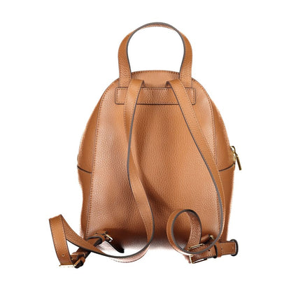 Coccinelle Brown Leather Women Backpack with adjustable straps and handle, Italian-made luxury.