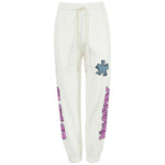 Comme Des Fuckdown White Cotton Jeans & Pant with logo embroidery and drawstring, featuring side pockets. Stylish and comfortable design.