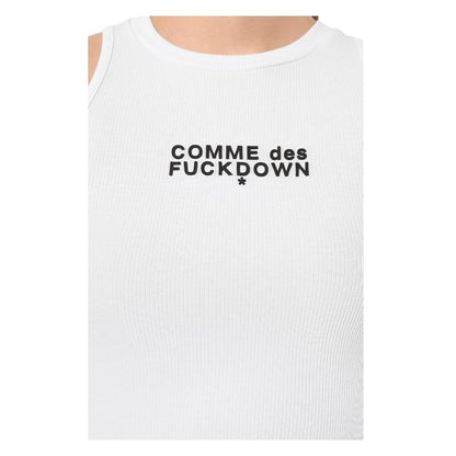 Comme Des Fuckdown White Cotton Women Cropped T-Shirt