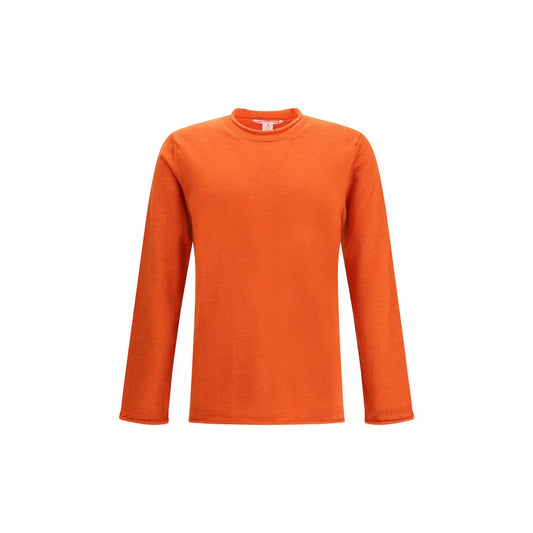 Comme Des Garçons Orange Wool Sweatshirt, long sleeve, ribbed knit, round neckline, AW25, 100% wool, elegant contemporary design.