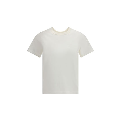 Courrèges White Cotton T-Shirt with ribbed crew neck and embroidered logo, featuring a slim fit and soft cotton fabric for AW25 season.