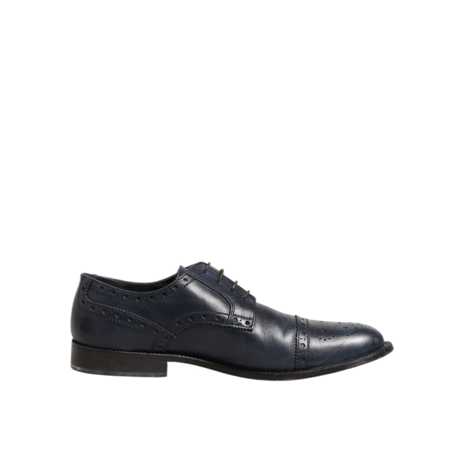 Daniele Alessandrini Blue Leather Wingtip Lace-up Formal Derby Shoes