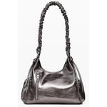 Desigual Bronze Polyethylene Women Handbag with relief print and zip closure