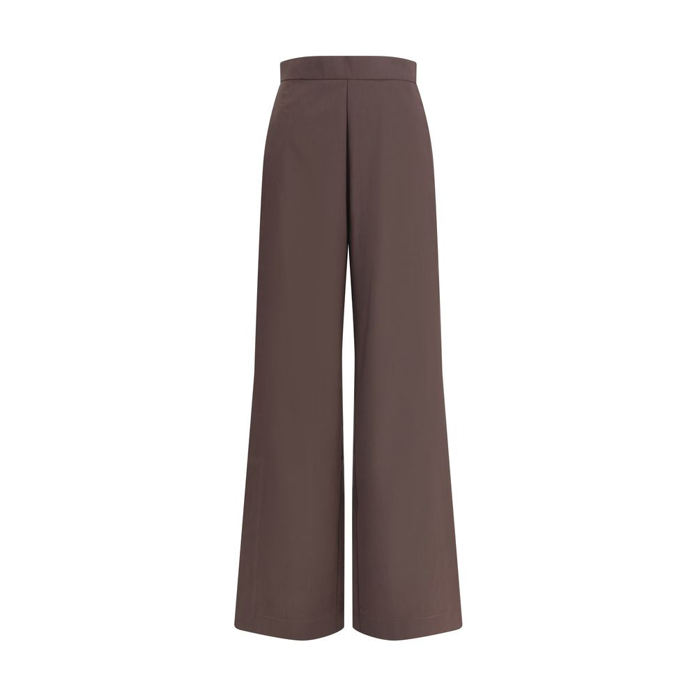 Di Stavnitser Brown Fleece Wool Casual Pants with side zipper and wide leg, AW25 regular fit, 100% fleece wool.