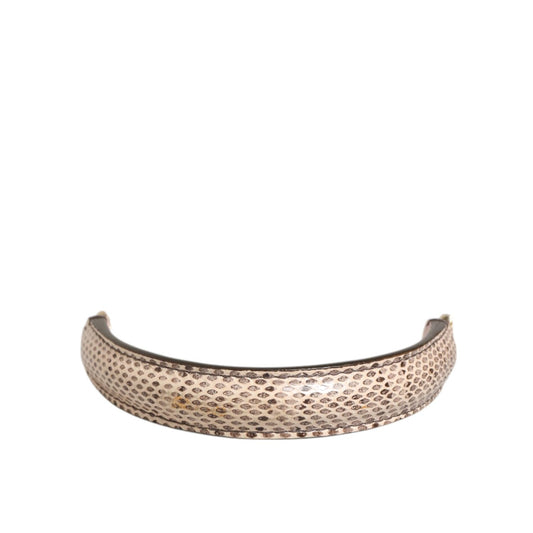 Dolce & Gabbana Beige Brown Snakeskin Leather Gold Ring Shoulder Strap for women's handbags.