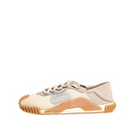Dolce & Gabbana Beige Lace Up Low Top NS1 Men Sneakers Shoes with rubber sole and logo details, showcasing Italian craftsmanship.
