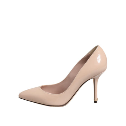 Dolce & Gabbana Beige Patent Leather Stiletto Heel Pumps Shoes