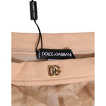 Dolce & Gabbana Beige Sheer Mesh High Waist Panty Underwear with DG logo detail on waistband