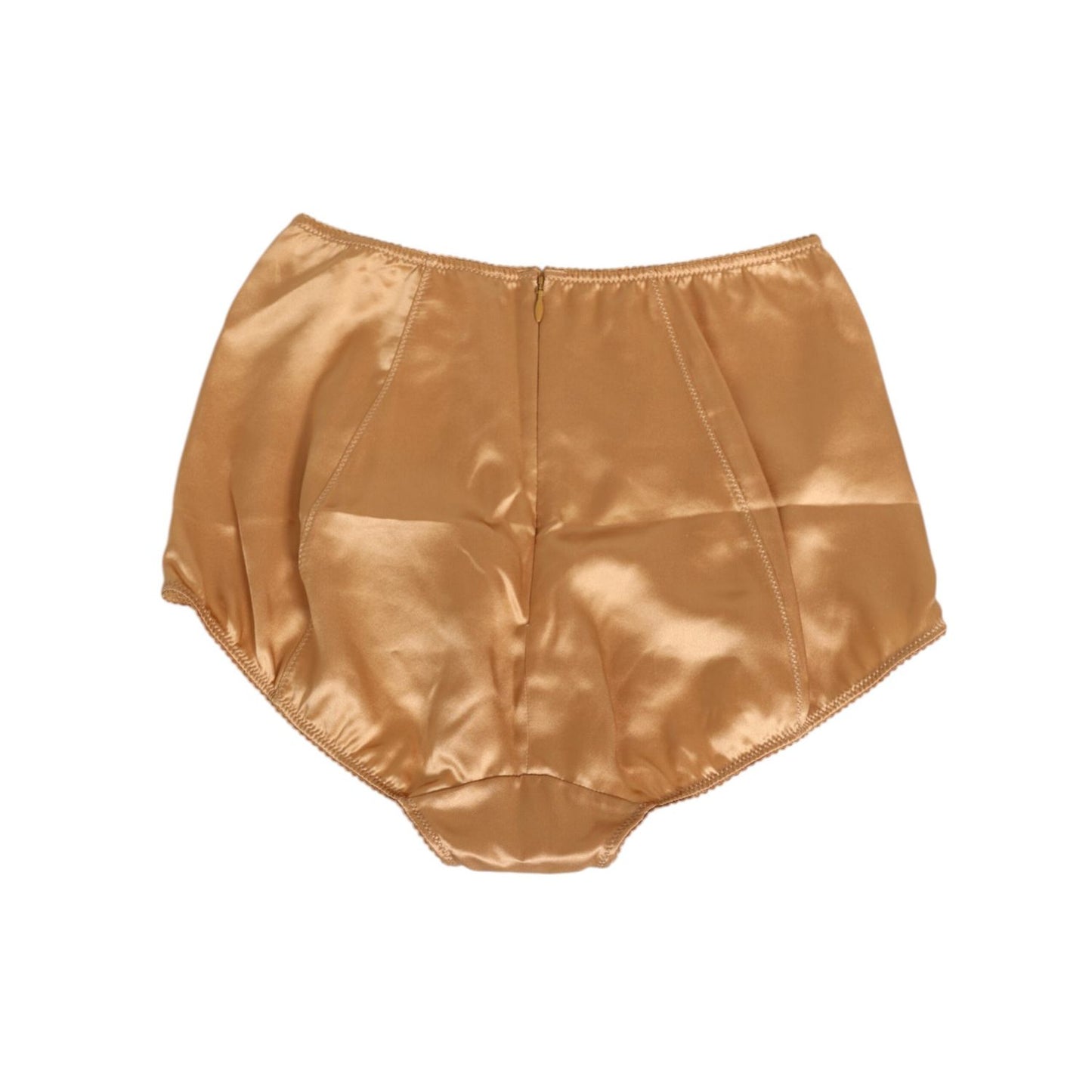 Dolce & Gabbana Beige Silk Stretch High Waist Girdle Underwear elegant design with logo details, made in Italy for sophisticated comfort.