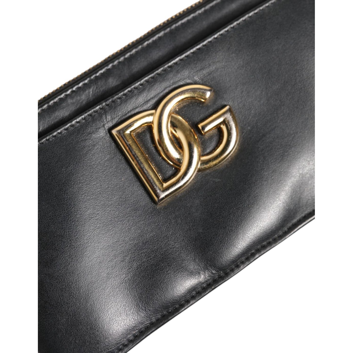 Dolce & Gabbana Black Calfskin Leather DG Logo Women Card Holder Wallet