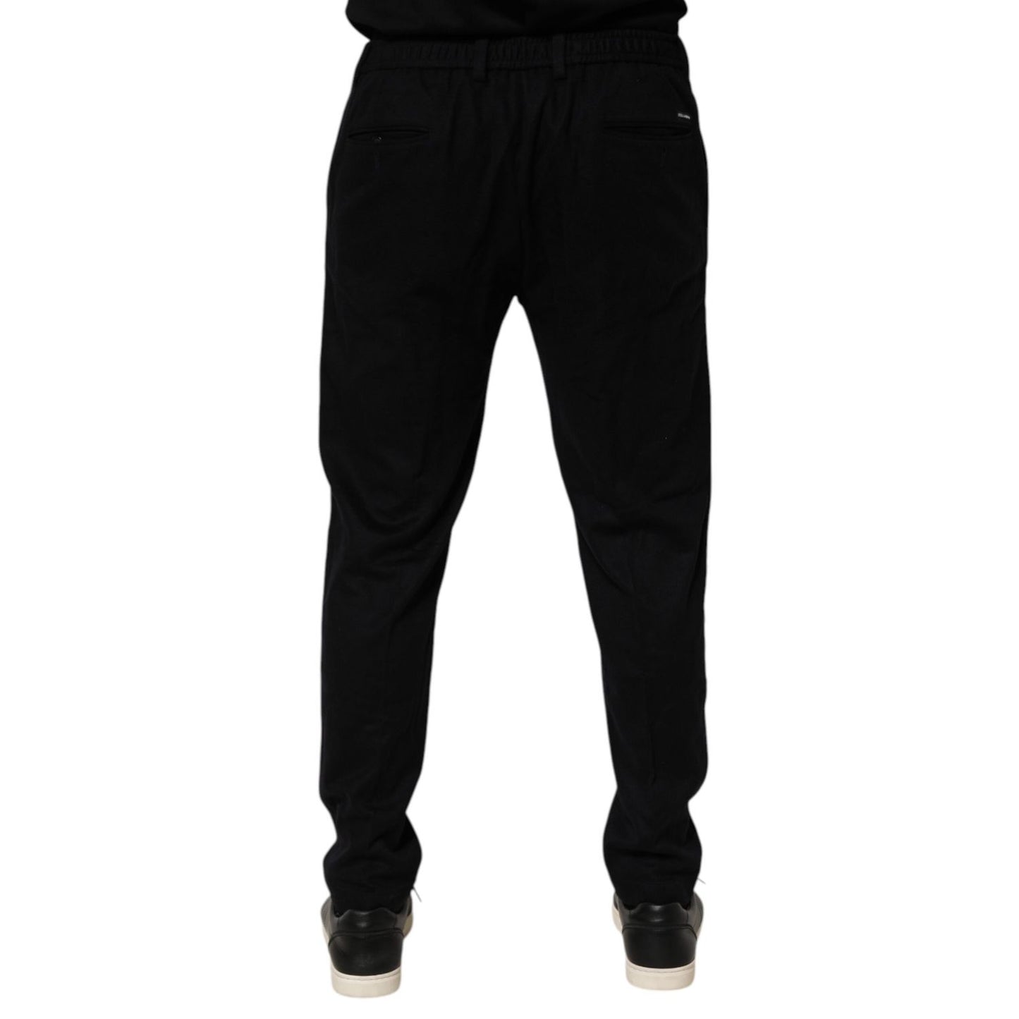 Back view of Dolce & Gabbana Black Cashmere Dress Formal Trouser Pants, showcasing tailored fit and elegant style for formal occasions.