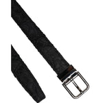 Dolce & Gabbana Black Cotton Blend Silver Metal Buckle Belt