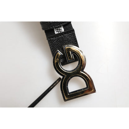 Dolce & Gabbana Black Cotton Gold Tone Metal DG Buckle Belt