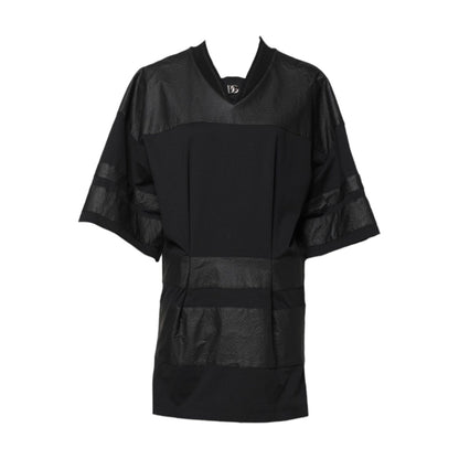 Dolce & Gabbana Black Cotton Short Sleeves V-neck T-shirt