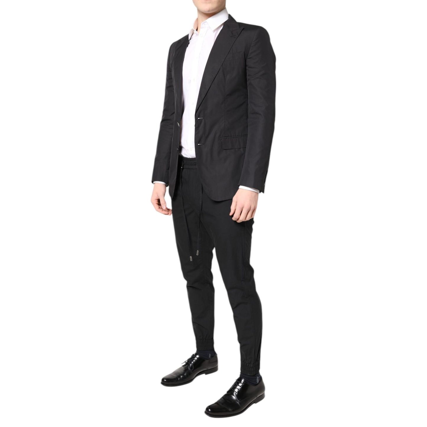 Dolce & Gabbana Black Cotton TAORMINA Formal 2 Piece Suit
