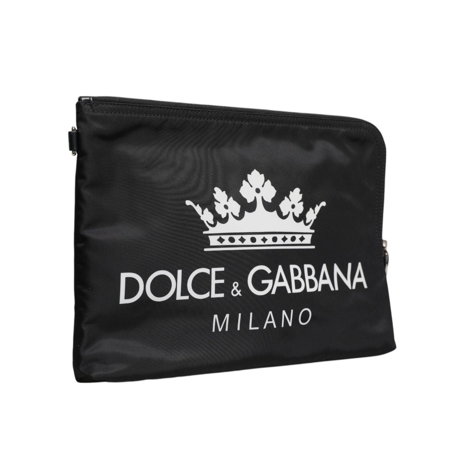 Dolce & Gabbana Black DG Milano Print Nylon Pouch Clutch Bag