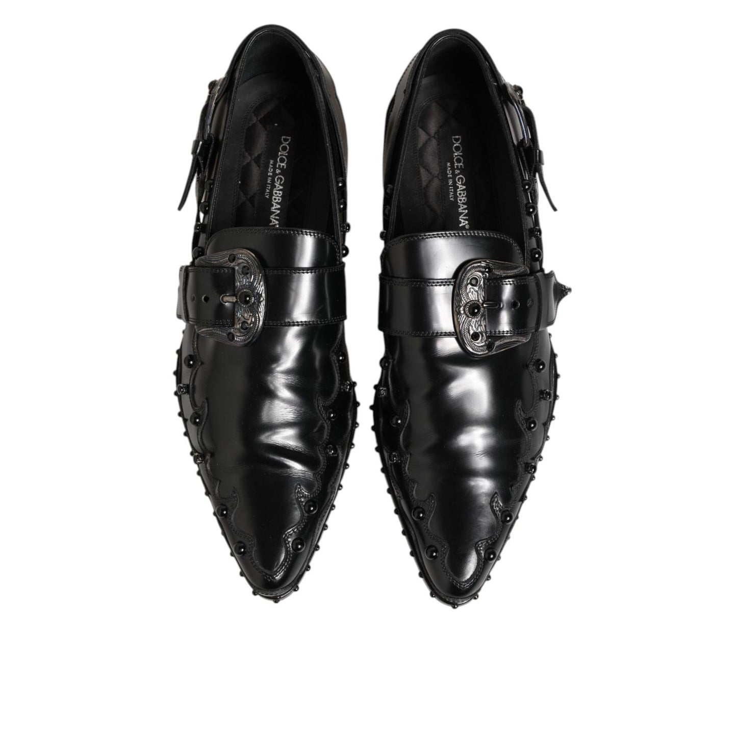 Dolce & Gabbana Black Embellished Dress Monk Strap Shoes