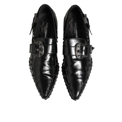 Dolce & Gabbana Black Embellished Dress Monk Strap Shoes