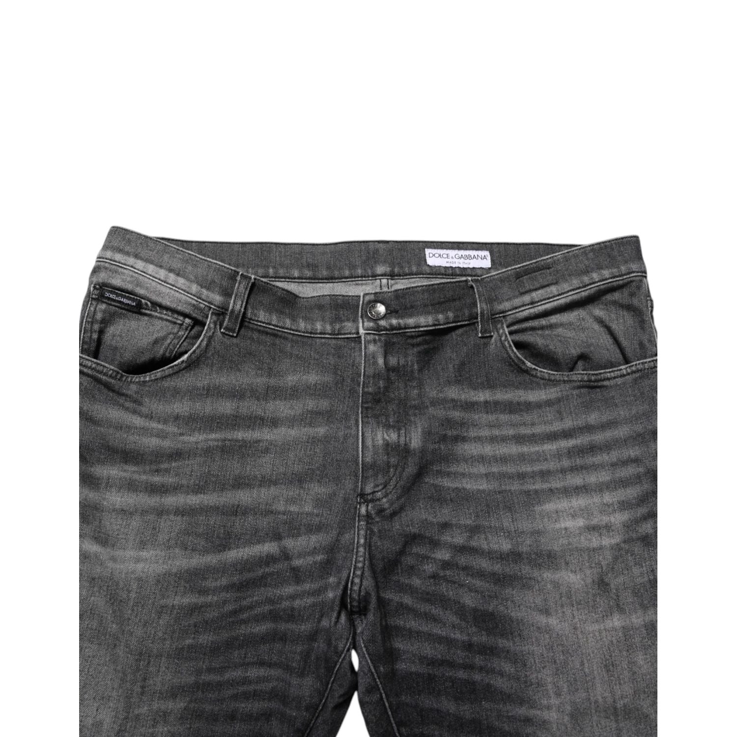 Dolce & Gabbana Black Gray Wash Slim Fit Straight Leg Denim Jeans