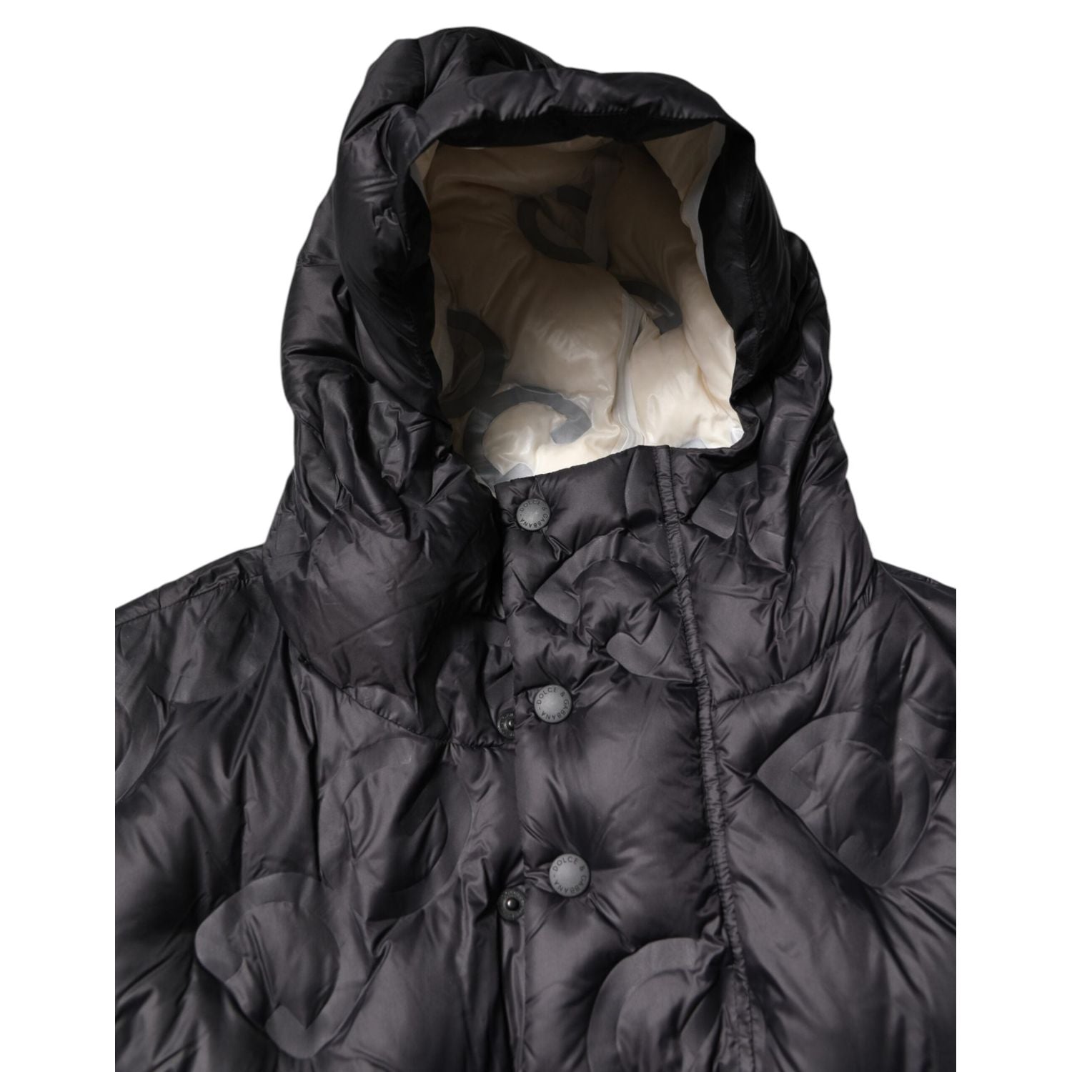 Dolce & Gabbana Black Hooded Parka Coat Winter Jacket