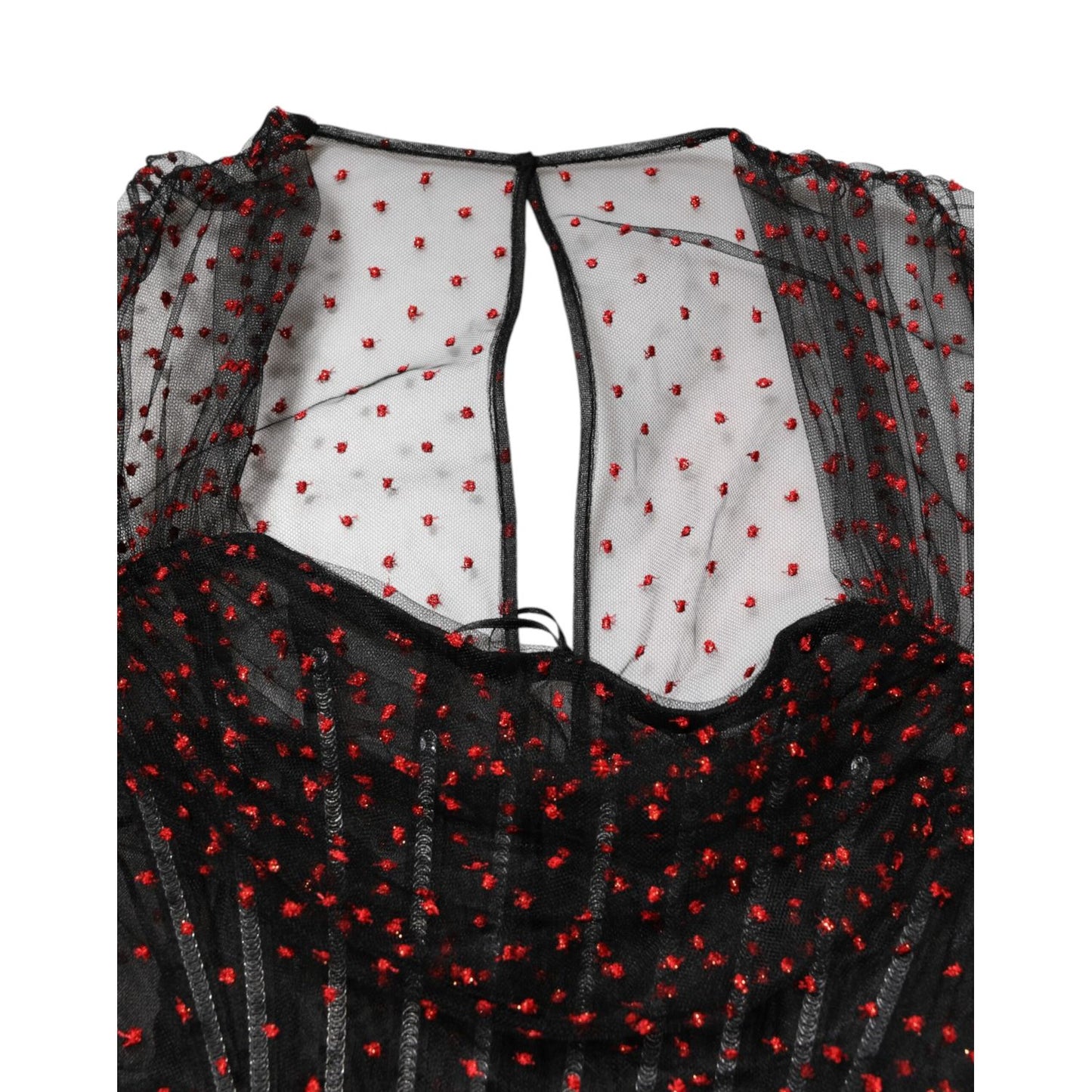 Dolce & Gabbana Black Lace Trim Long Sleeve Sheath Mini Dress