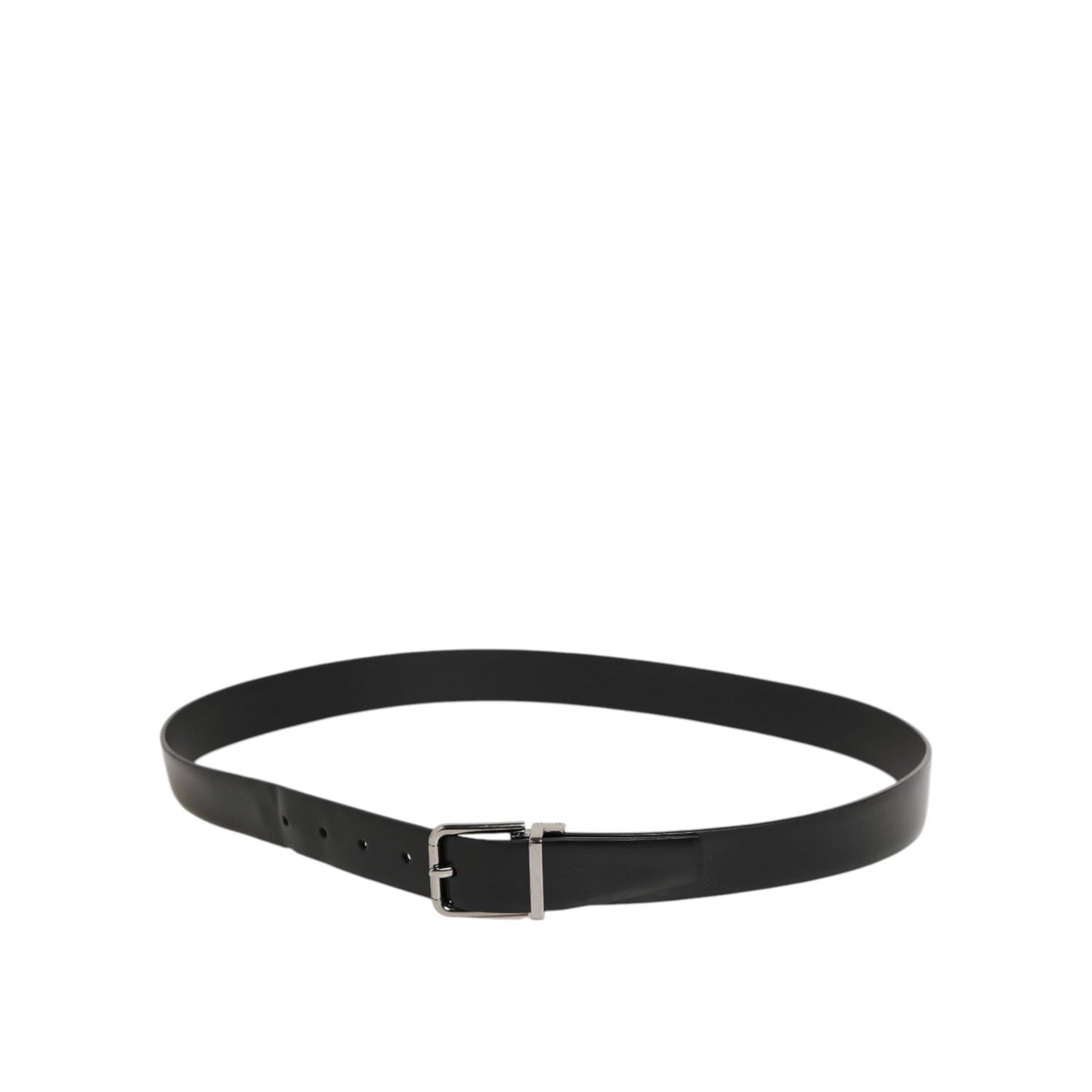 Dolce & Gabbana Black Leather Classic Metal Buckle Men Belt