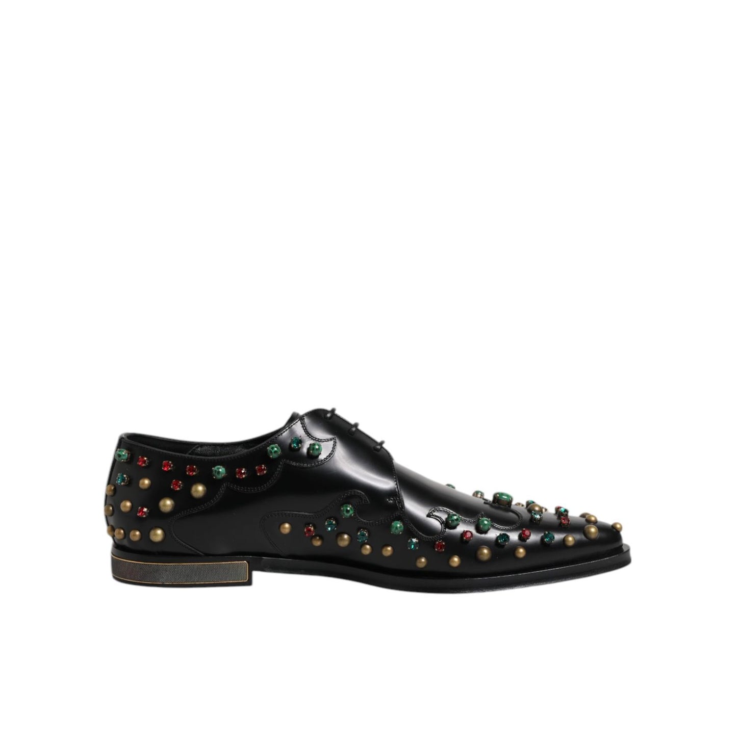 Dolce & Gabbana Black Leather Derby Dress Studded Shoes