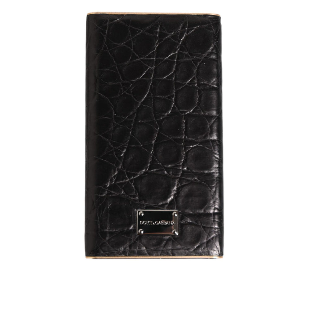Dolce & Gabbana Black Leather Exotic Skin 3000mAh Power Bank Charger USB with textured luxury design and USB output.