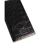 Dolce & Gabbana Black Leather Exotic Skin 3000mAh Power Bank Charger USB with luxurious textured design.