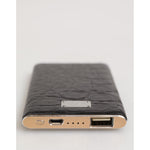Dolce & Gabbana Black Leather Exotic Skin 3000mAh Power Bank Charger USB with luxurious design and USB output