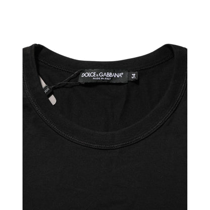 Dolce & Gabbana Black Logo Plaque Cotton Crew Neck T-shirt