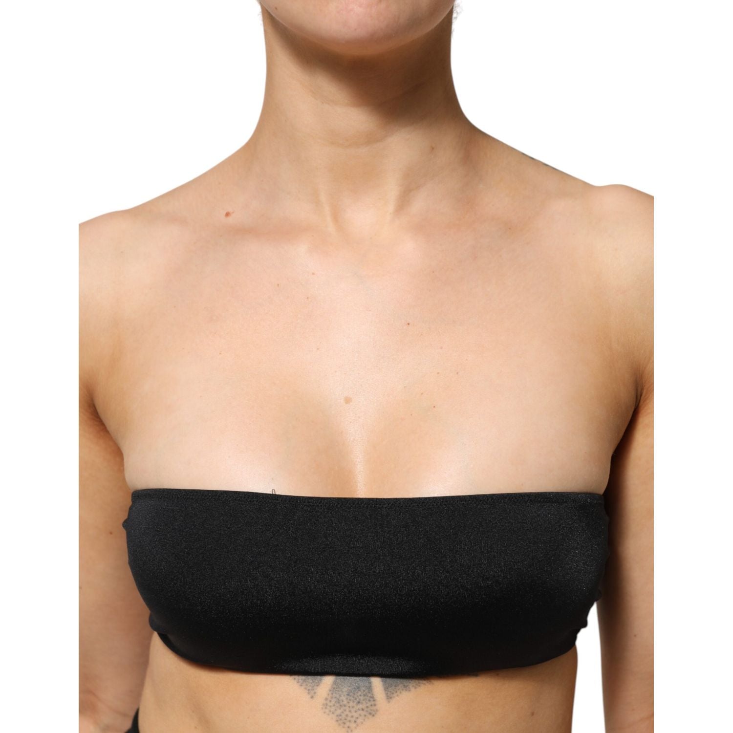 Dolce & Gabbana Black Nylon Blend Bandeau Strapless Tube  Top