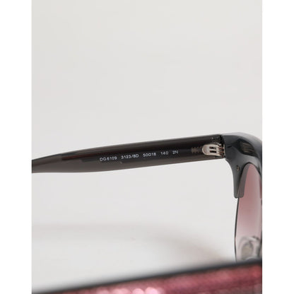 Dolce & Gabbana Black Pink Mirrored Cat Eye DG6109 Sequined Sunglasses