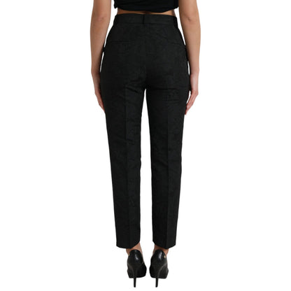 Dolce & Gabbana Black Polyester High Waist Tapered Pants