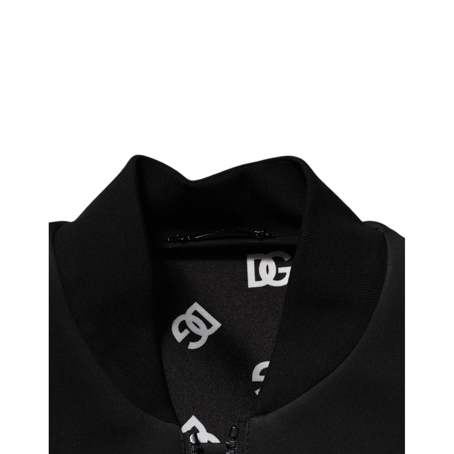 Dolce & Gabbana Black Polyester Logo Plaque Bomber Jacket