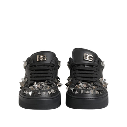 Dolce & Gabbana Black Portofino Studded Men Sneakers Shoes