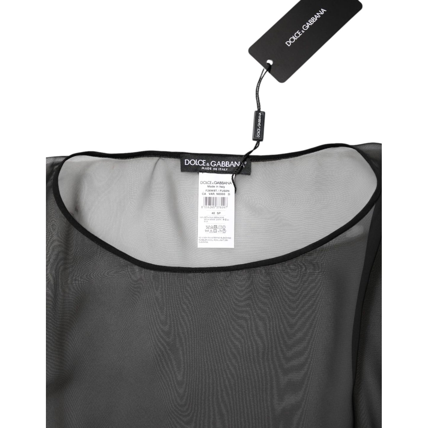 Dolce & Gabbana Black See Through Silk Chiffon Lace Blouse Top