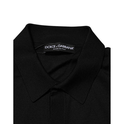 Dolce & Gabbana Black Silk Button Up Lightweight Sweater