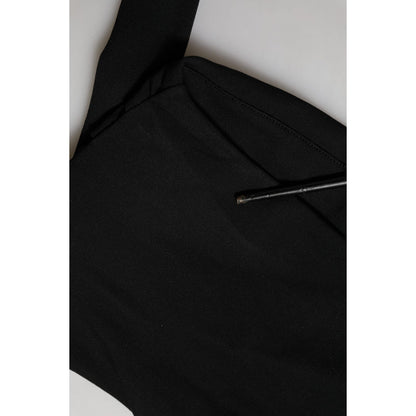 Dolce & Gabbana Black Viscose Halter Off Shoulder Cropped Top