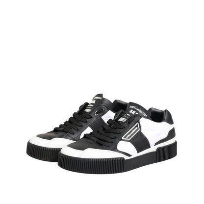 Dolce & Gabbana Black White Leather MIAMI Low Top Sneakers Shoes