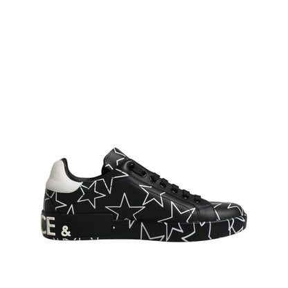 Dolce & Gabbana Black White Stars Low Top Men Sneakers Shoes