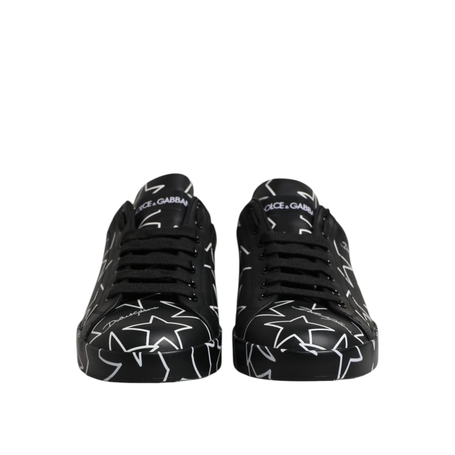 Dolce & Gabbana Black White Stars Low Top Men Sneakers Shoes