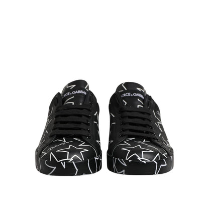 Dolce & Gabbana Black White Stars Low Top Men Sneakers Shoes